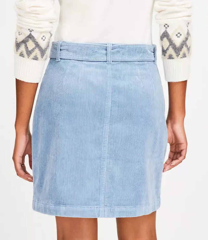 Belted Corduroy Pocket Skirt