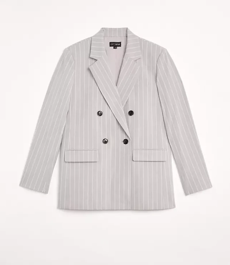 Petite LOFT Versa Striped Seasonless Stretch Double Breasted Blazer