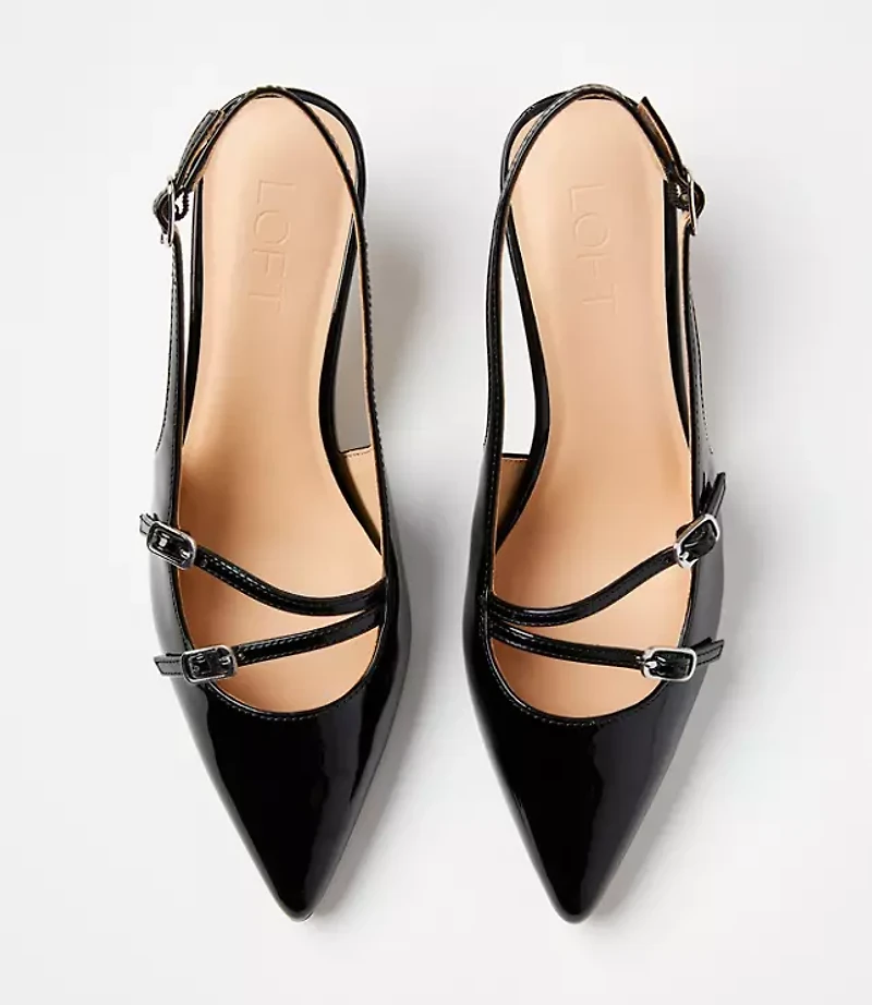 Buckle Strappy Slingback Pumps