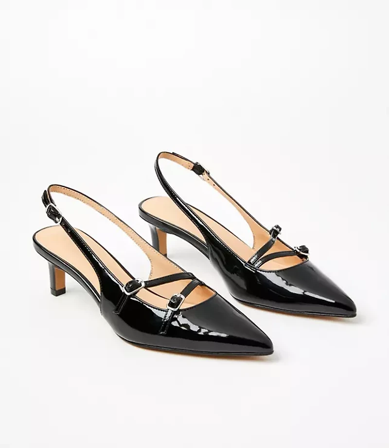 Buckle Strappy Slingback Pumps