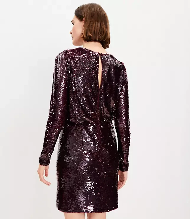 Petite Sequin Long Sleeve Mini Dress