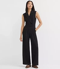 Petite Crepe Lapel Jumpsuit
