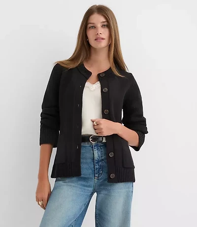 Petite Waisted Patch Pocket Cardigan
