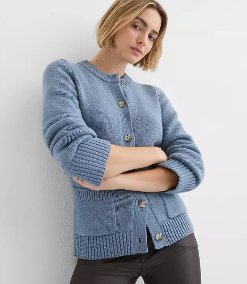 Petite Waisted Patch Pocket Cardigan