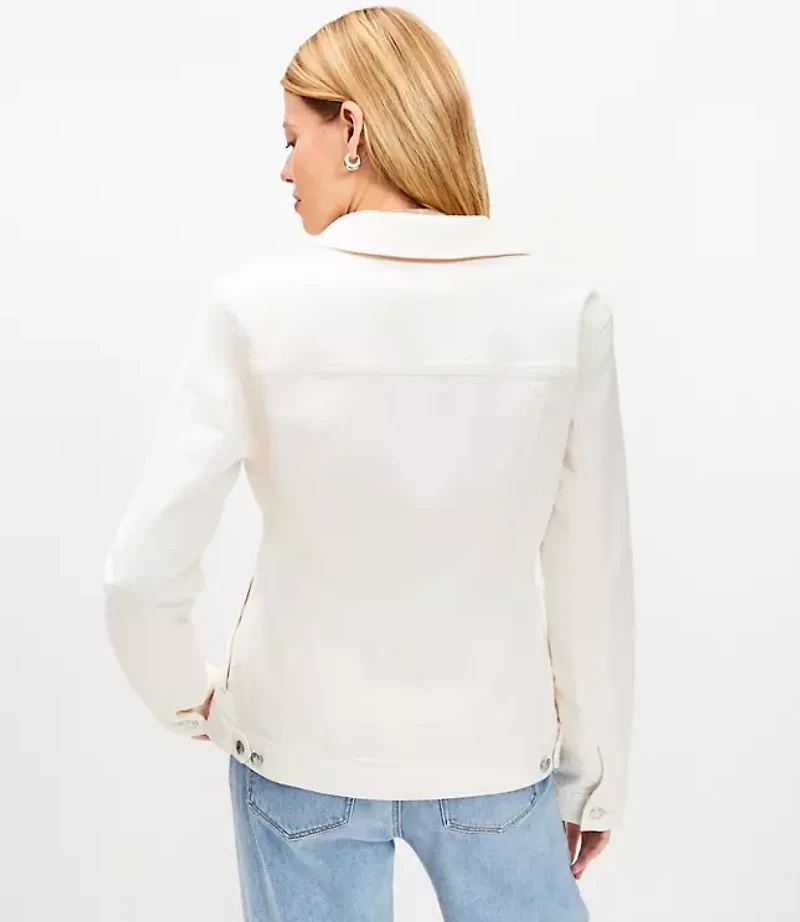 Seamed Denim Trucker Jacket in Ivory