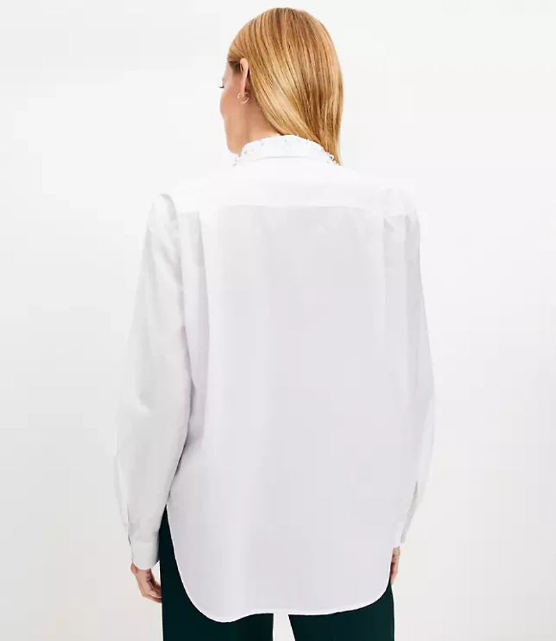 Petite Sparkle Collar Poplin Everyday Relaxed Shirt