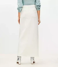 Frayed Denim Maxi Skirt in Ivory