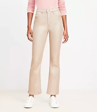 Coated High Rise Kick Crop Jeans Gold