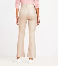 Coated High Rise Kick Crop Jeans Gold