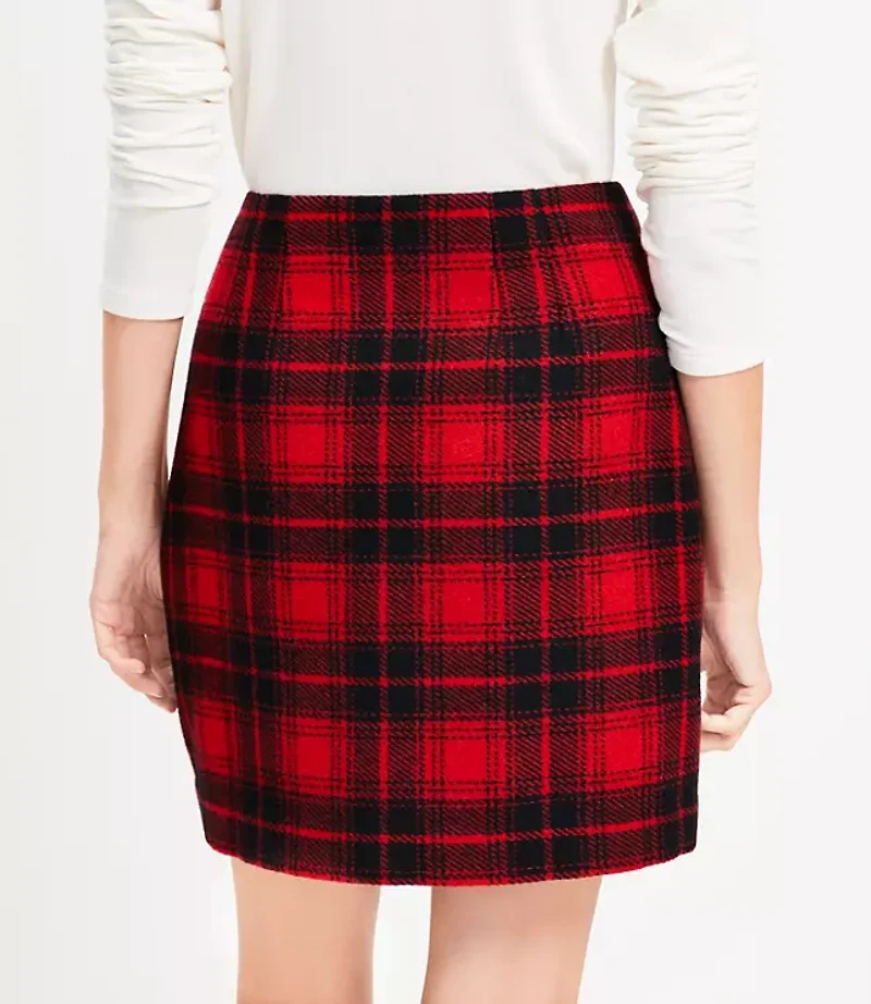 Petite Plaid Fringe Mini Wrap Skirt