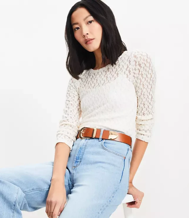 Lace Long Sleeve Crew Neck Tee