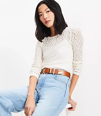 Lace Long Sleeve Crew Neck Tee
