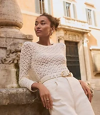 Lace Long Sleeve Crew Neck Tee
