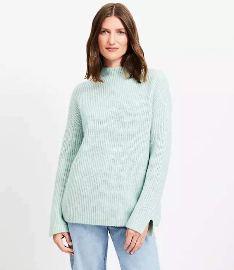 Petite Ribbed Mock Neck Sweater