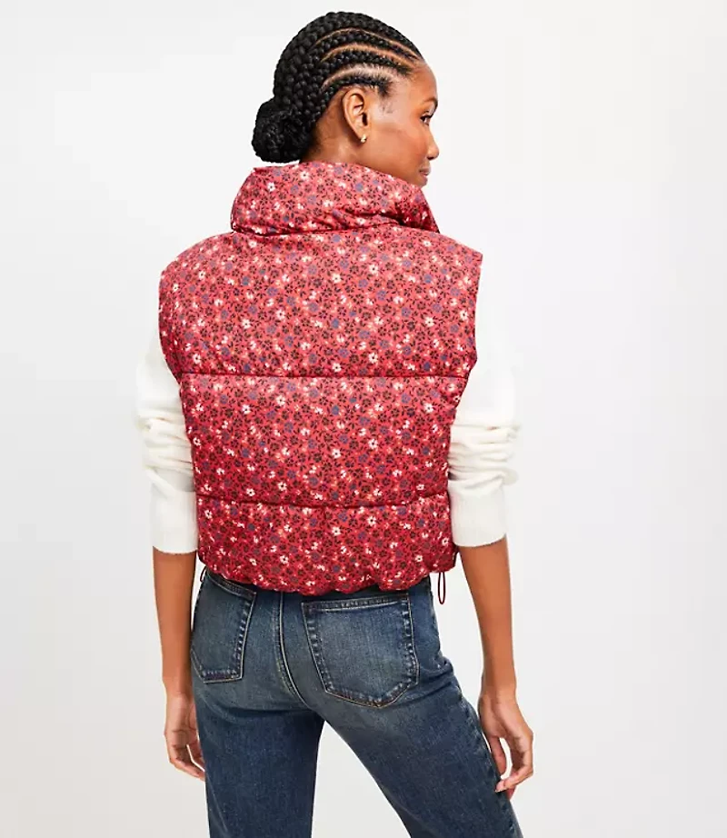 Petite Floral Puffer Vest