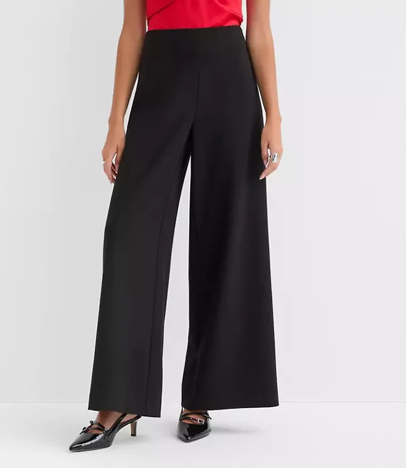 Petite Darted Palazzo Pants Doubleface