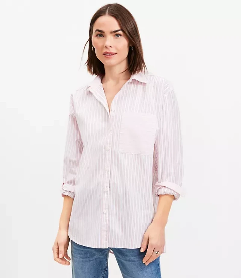 Striped Poplin Everyday Oversized Pocket Shirt