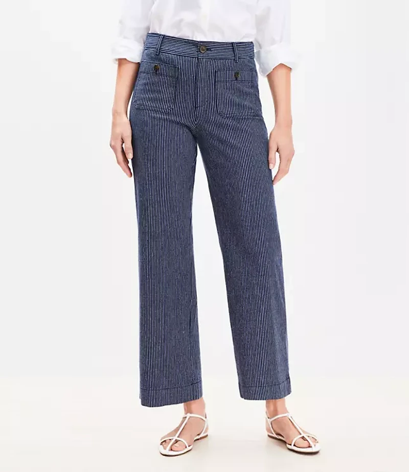 Palmer Wide Leg Crop Pants in Textured Stripe