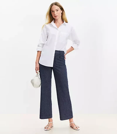 Palmer Wide Leg Crop Pants in Textured Stripe
