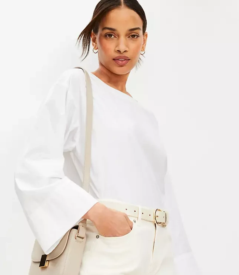 Poplin Wide Cuff Blouse