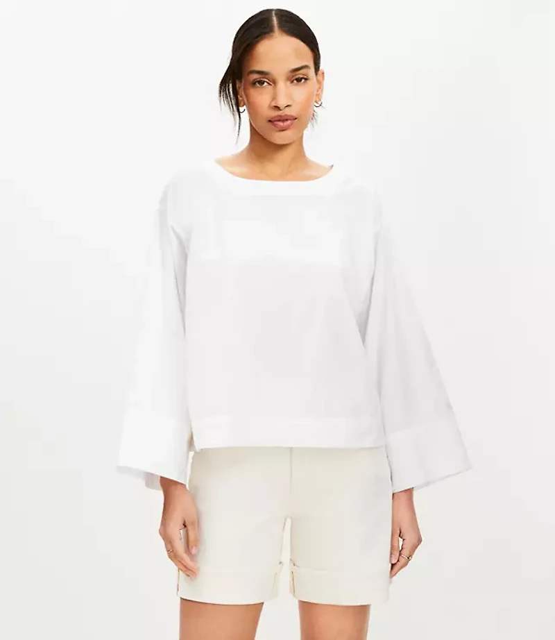 Poplin Wide Cuff Blouse