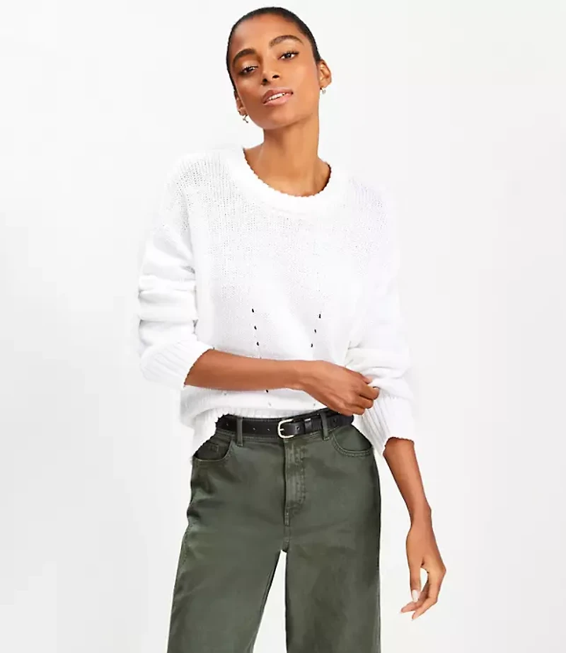 Pointelle Trim Sweater