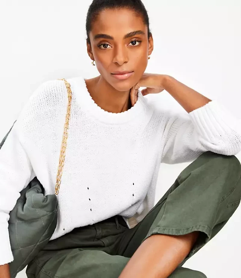 Pointelle Trim Sweater