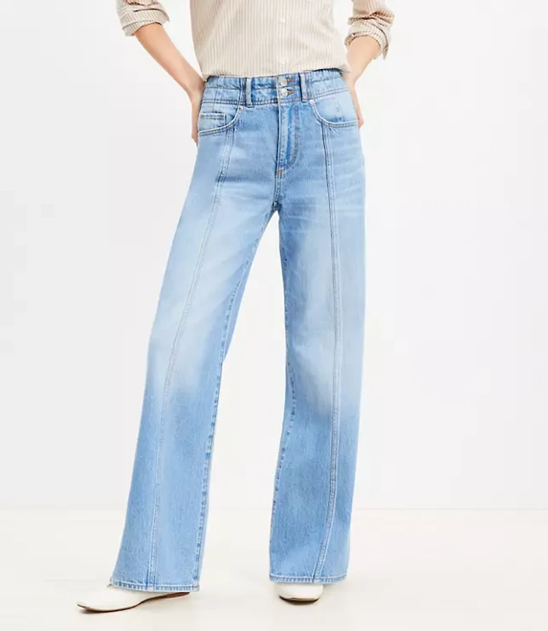 Seamed Wide Leg Jeans in Bright Authentic Indigo
