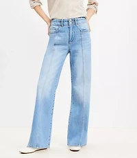 Seamed Wide Leg Jeans in Bright Authentic Indigo