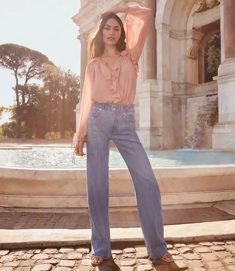 Seamed Wide Leg Jeans in Bright Authentic Indigo