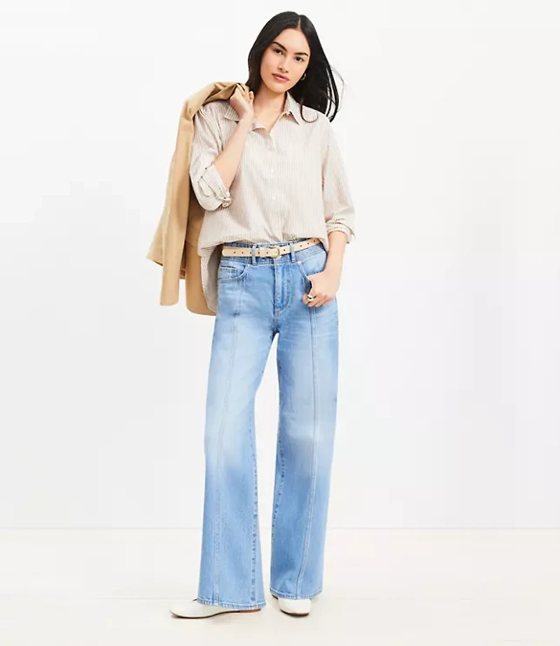 Seamed Wide Leg Jeans in Bright Authentic Indigo