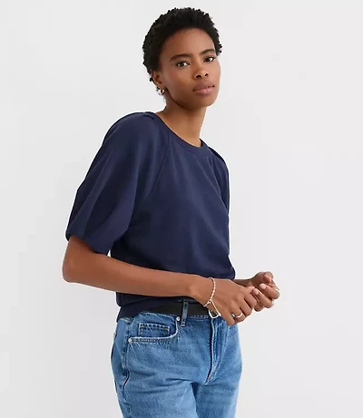 Pleated Puff Sleeve Sweatshirt