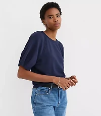 Pleated Puff Sleeve Sweatshirt