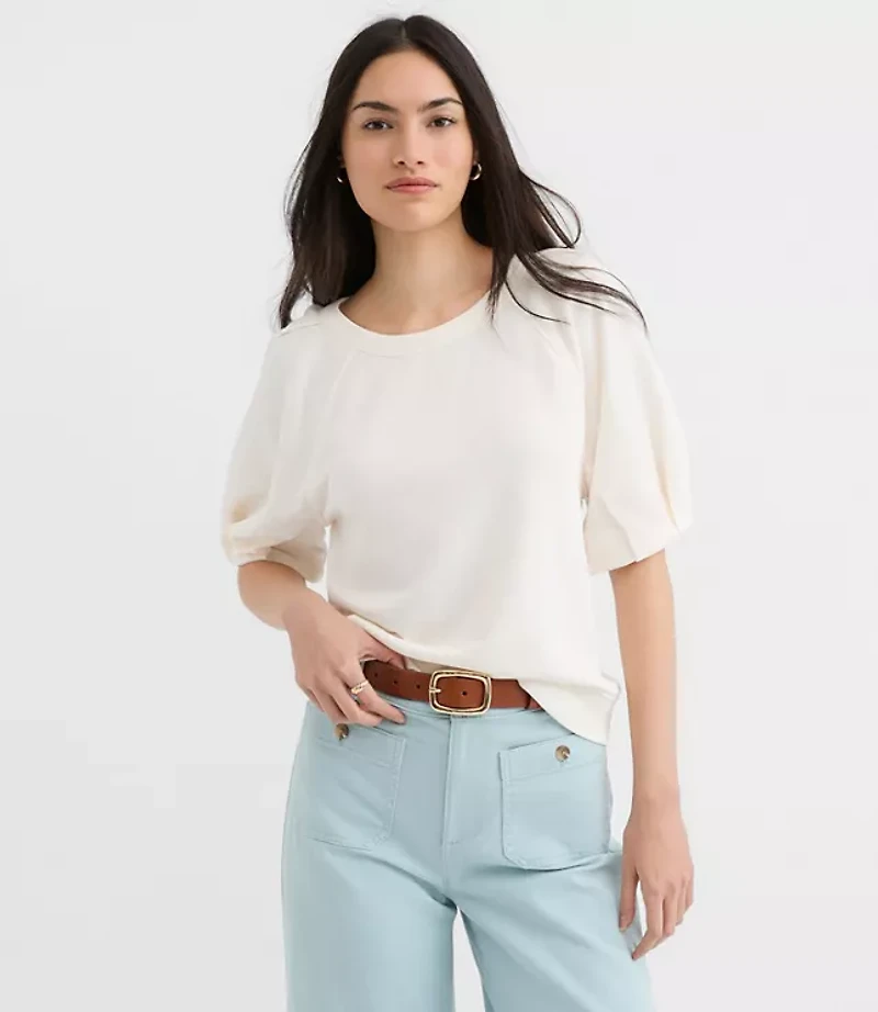 Pleated Puff Sleeve Sweatshirt