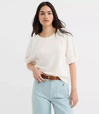 Pleated Puff Sleeve Sweatshirt