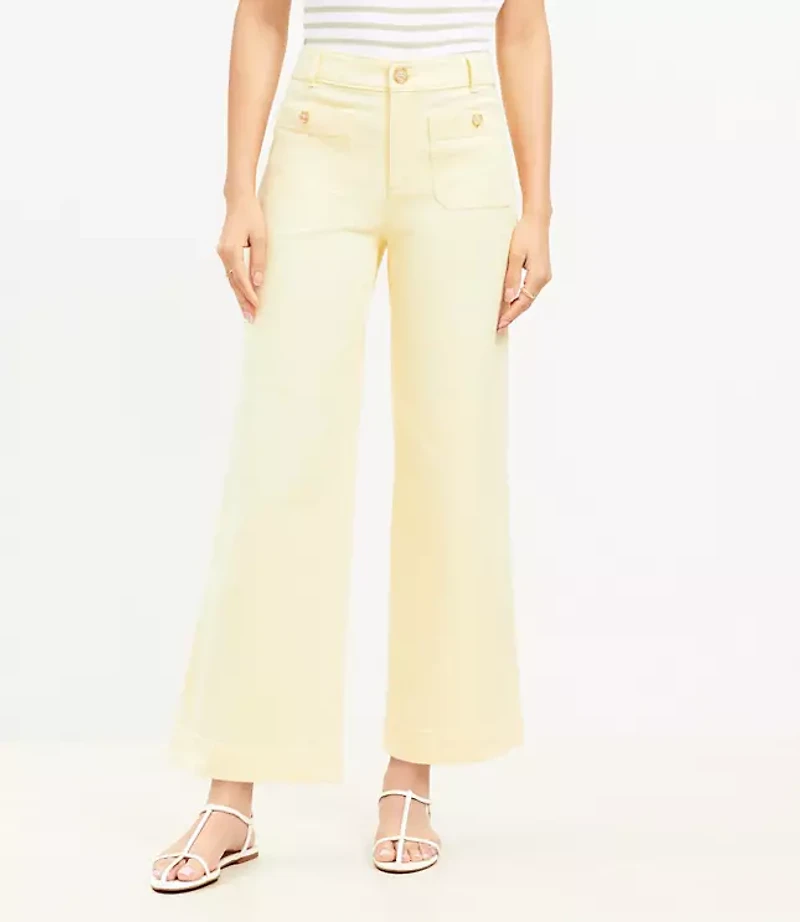 Palmer Wide Leg Crop Pants Twill