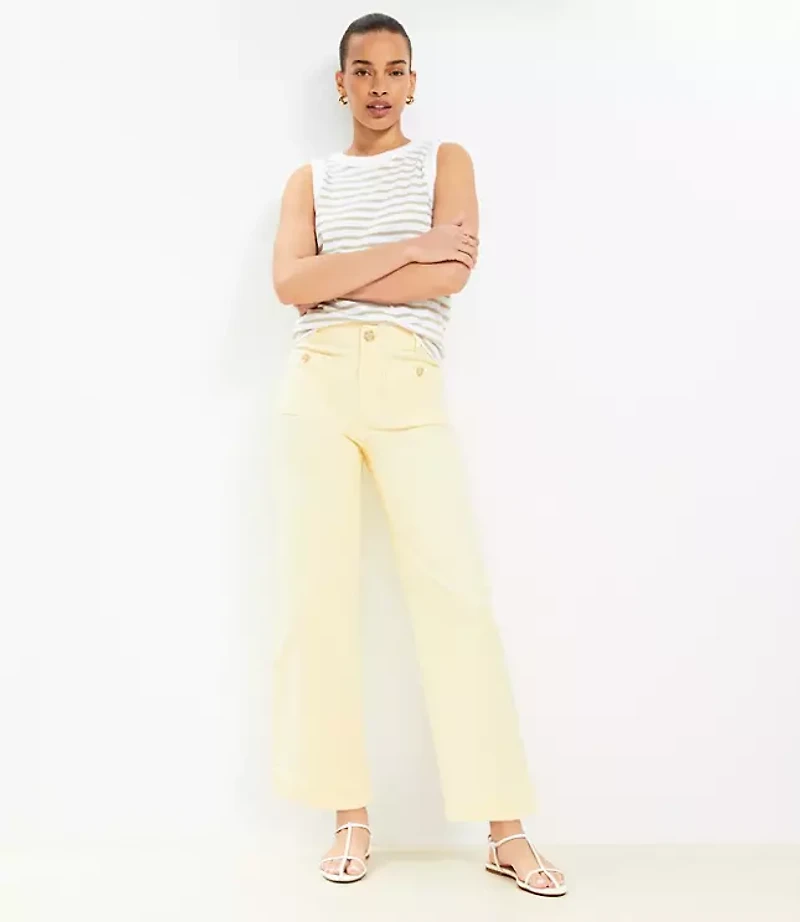 Palmer Wide Leg Crop Pants Twill