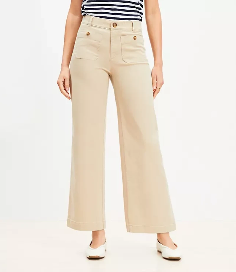 Palmer Wide Leg Crop Pants Twill