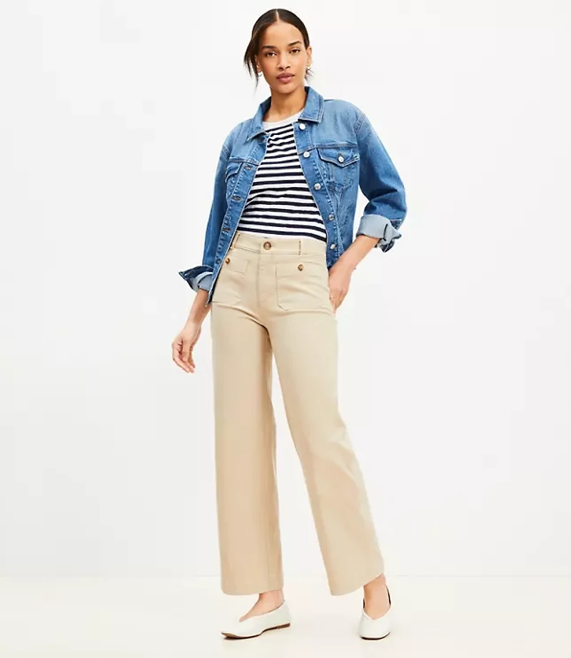 Palmer Wide Leg Crop Pants Twill