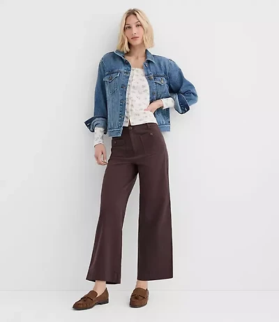 Palmer Wide Leg Crop Pants Twill