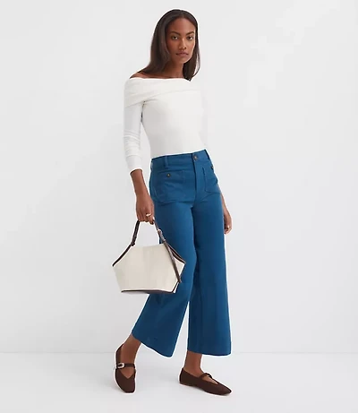 Palmer Wide Leg Crop Pants Twill