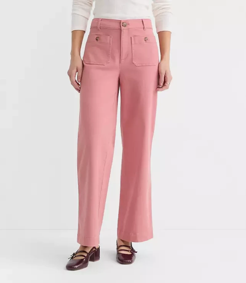 Palmer Wide Leg Crop Pants Twill