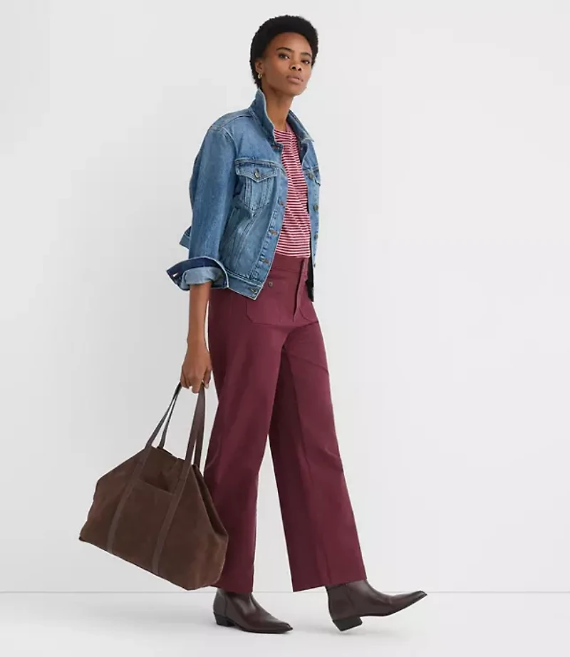 Palmer Wide Leg Crop Pants Twill