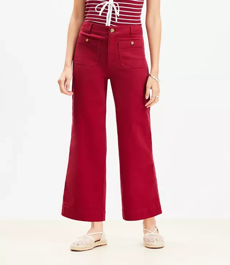 Palmer Wide Leg Crop Pants Twill