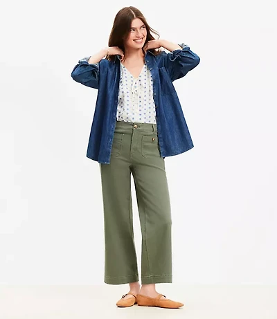 Palmer Wide Leg Crop Pants Twill