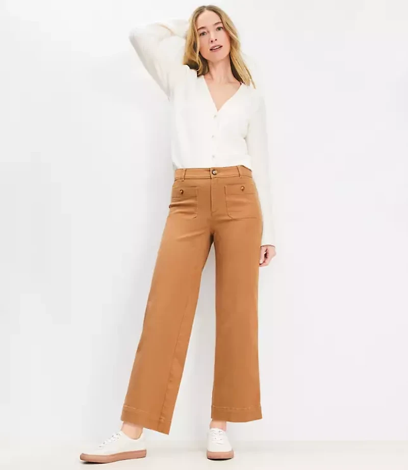 Palmer Wide Leg Crop Pants Twill
