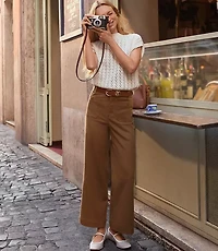 Palmer Wide Leg Crop Pants Twill