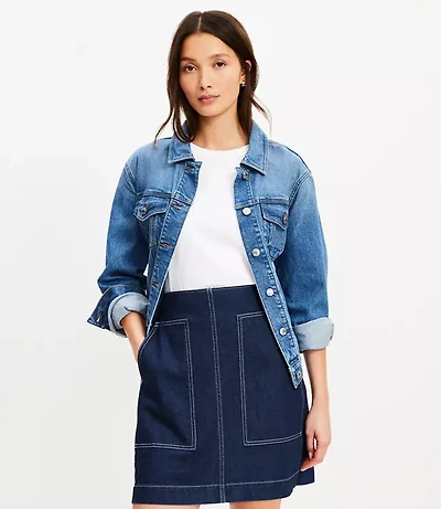 Denim Utility Skirt in Rinse Wash