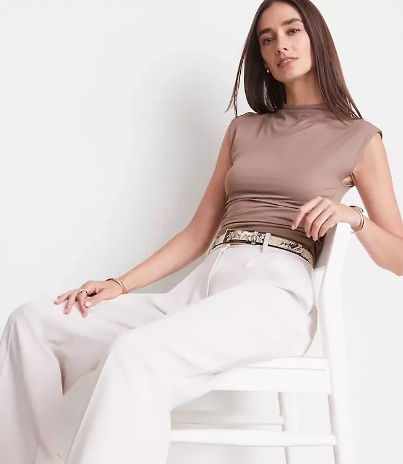 LOFT Versa 360 Knit Ruched Mock Neck Top