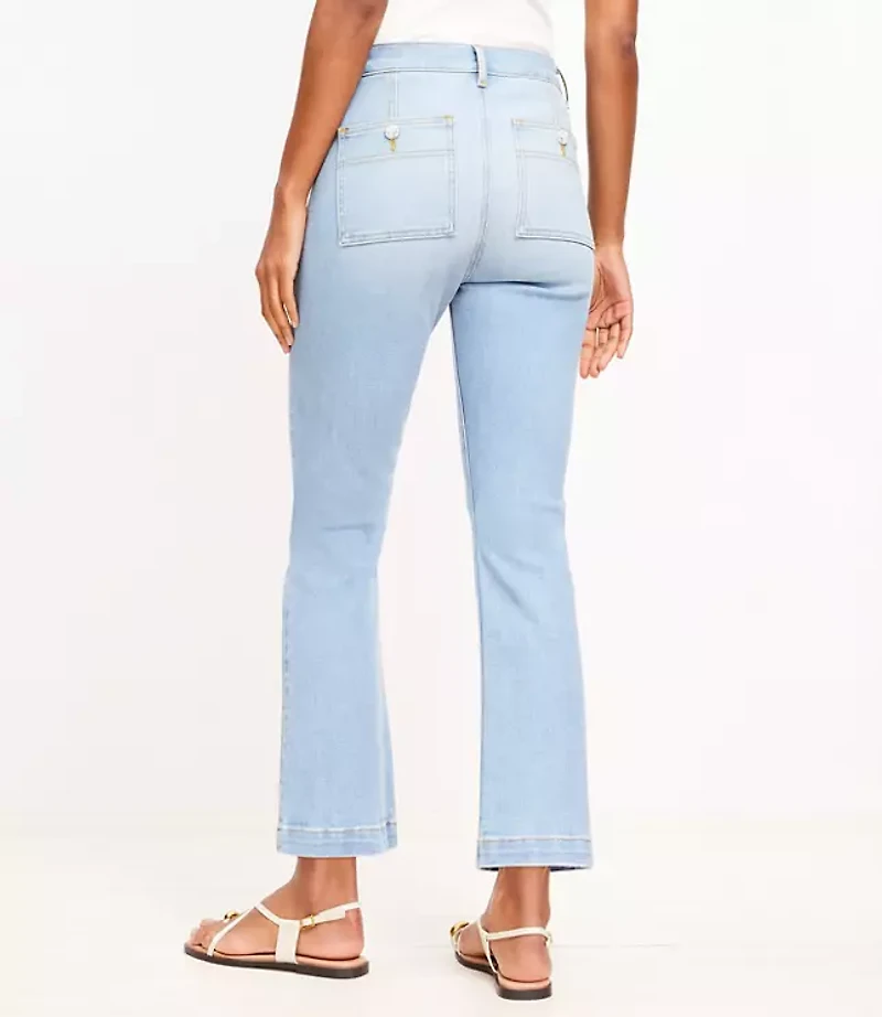 Patch Pocket Kick Crop Jeans Bright Vintage Wash